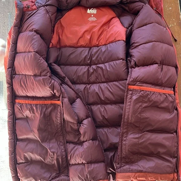 REI MENS 650 DOWN HI LOFT - HOODED - PERTEX QUANTUM WEATHERPROOF